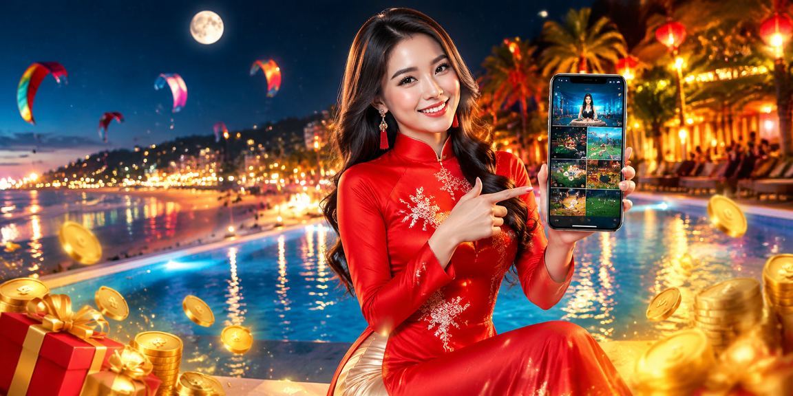 Người dùng Mũi Né dùng ứng dụng casino f789 với trang phục áo dài truyền thống